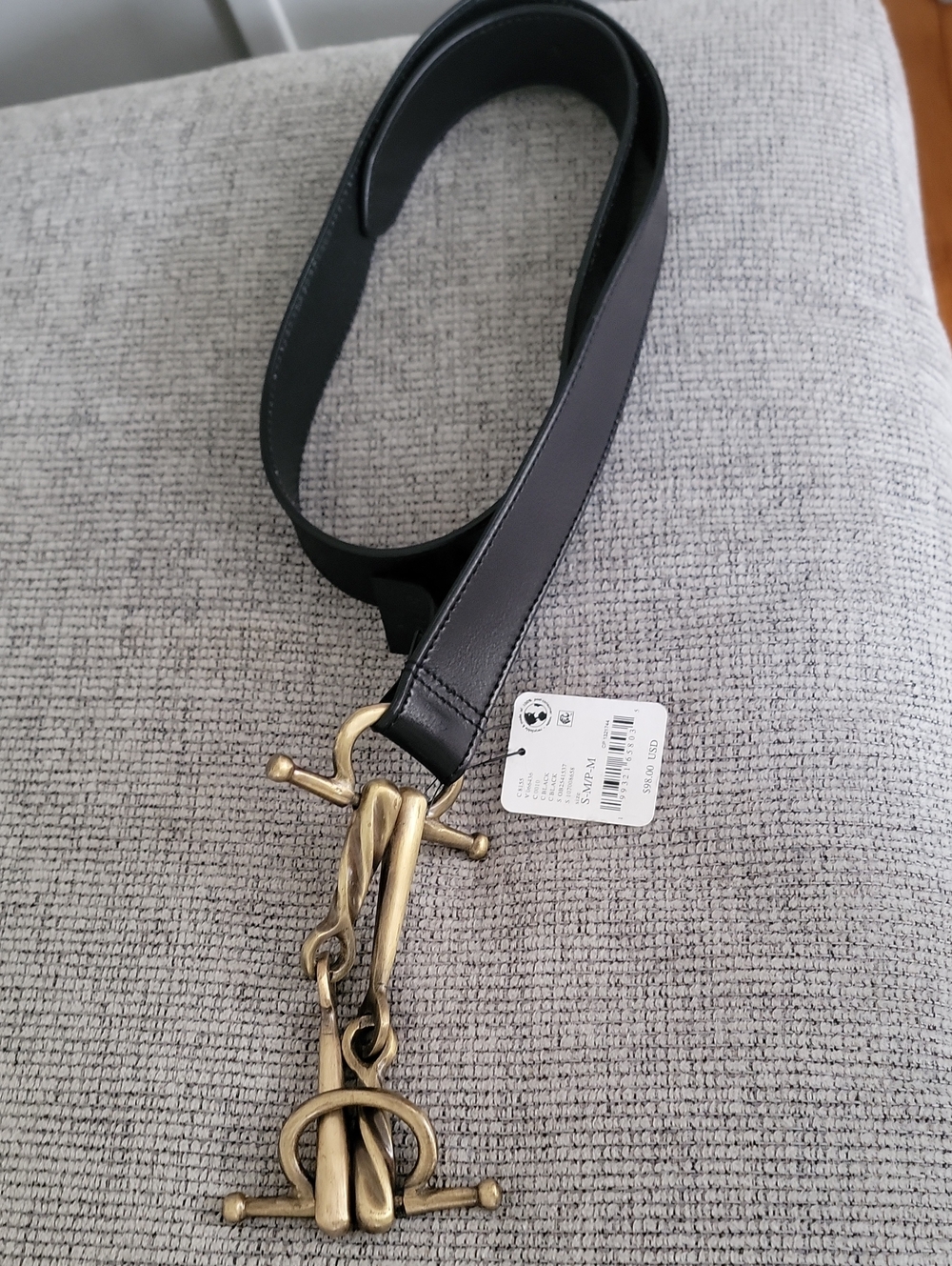We The Free Black Leather Strap with Brass Horsebit Charm
